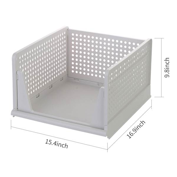 REAL SIMPLE Plastic Wide Collapsible Tall Stacking Closet Bin, Large