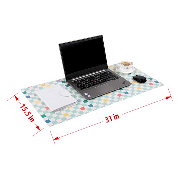 REAL SIMPLE Multi-Check Faux Leather Desk Pad, 31x15.5