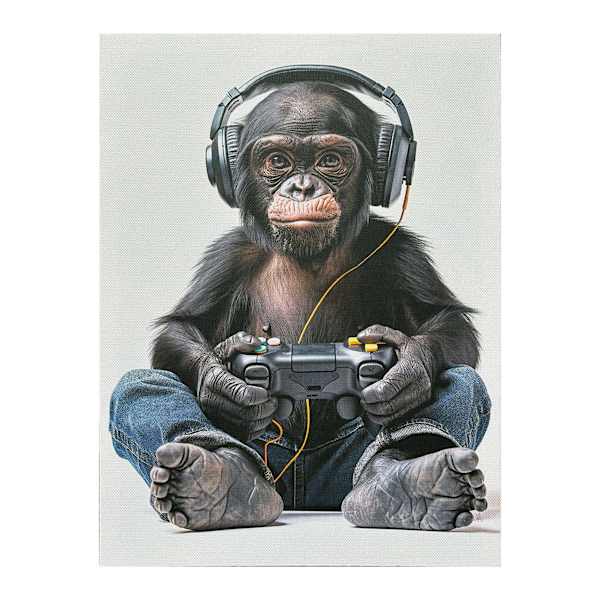 Gamer Chimpanzee Canvas Wall Art, 12x16