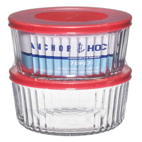 Anchor Hocking 4-Piece 7-Cup Round Sculpted Food Storage Containers with Red Snugfit Lids
