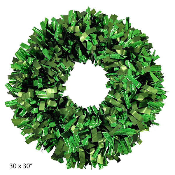 Classic Christmas Green Tinsel Wreath, 30"