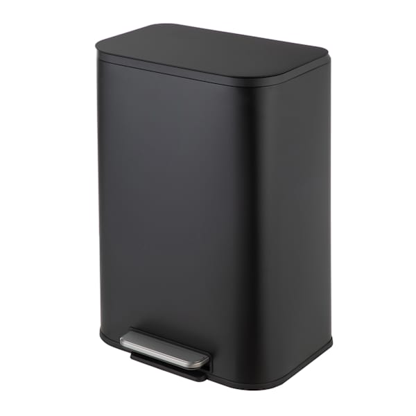 REAL SIMPLE Matte Black Stainless Wide Rectangle Trash Can, 50l