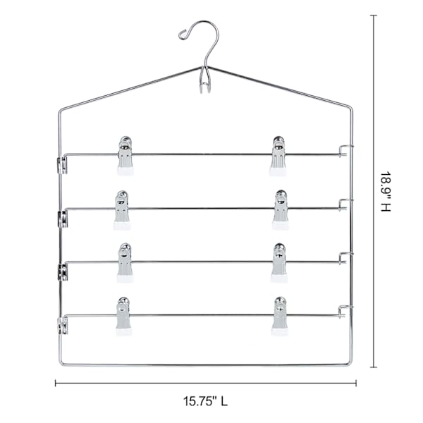 REAL SIMPLE 4-Tier Chrome Plated Swing Arm Skirt Hanger
