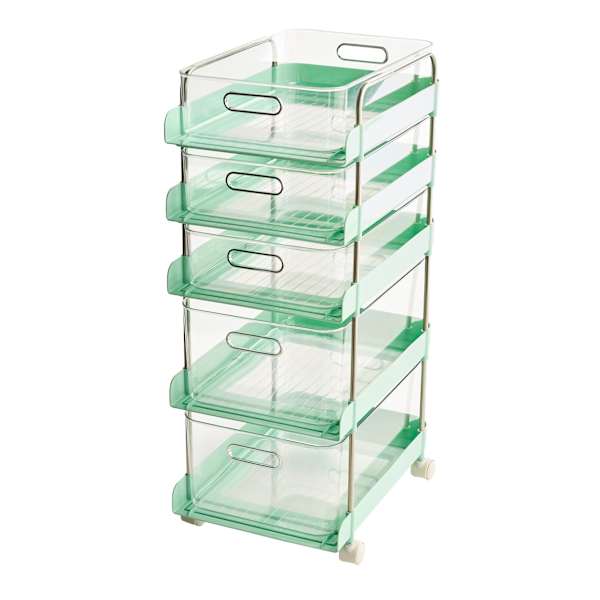 REAL SIMPLE 5-Drawer Acrylic Rolling Cart, Green