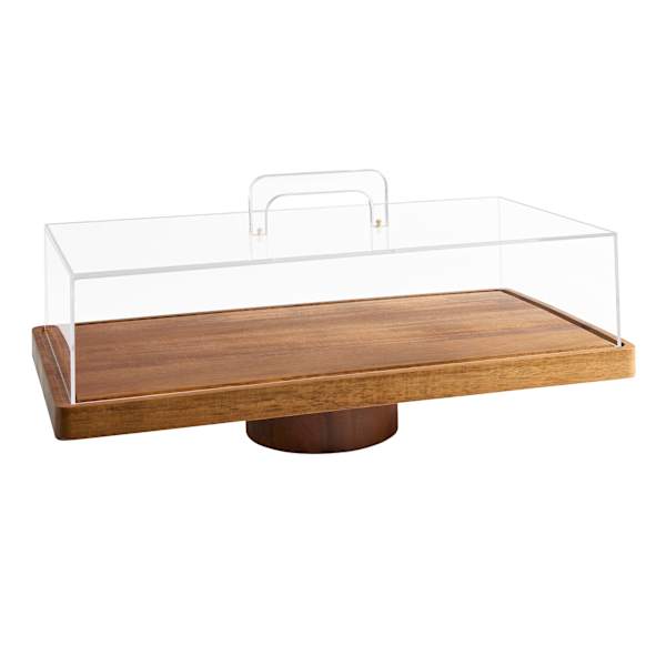 REAL SIMPLE Multi Function Acacia Wood Serving Tray with Acrylic Lid