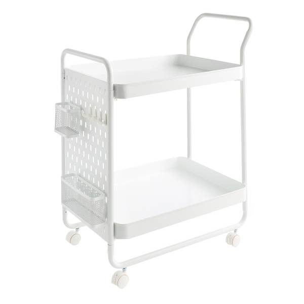 REAL SIMPLE Peg Board Metal Storage Cart, White