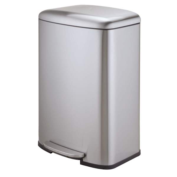 REAL SIMPLE Flat Lid Stainless Steel Bin, 50l