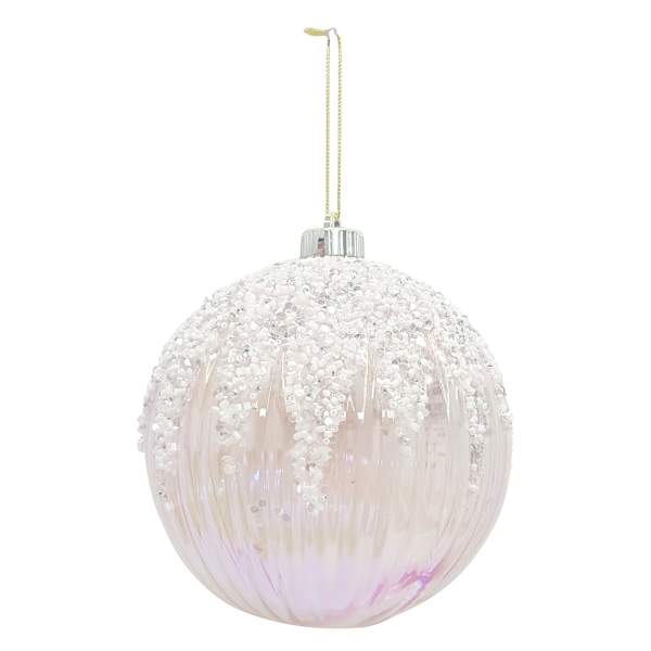 Pink Iridescent Beaded Ornament, 7"