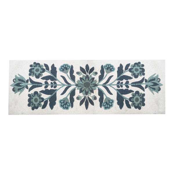 Navy Floral Fully Beaded Runner, 13x36