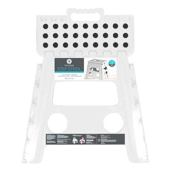 White Foldable Step Stool, 13"