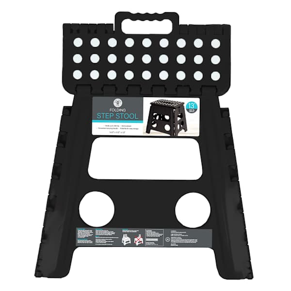 Black Foldable Step Stool, 13"