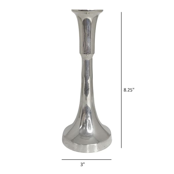 Silver Metal Taper Candleholder, 8"