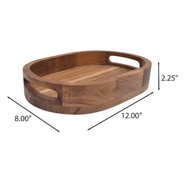 Acacia Wood Oval Tray, 12x8