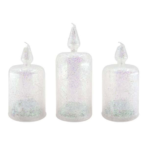 3-Pack Glittered Glass LED Candles