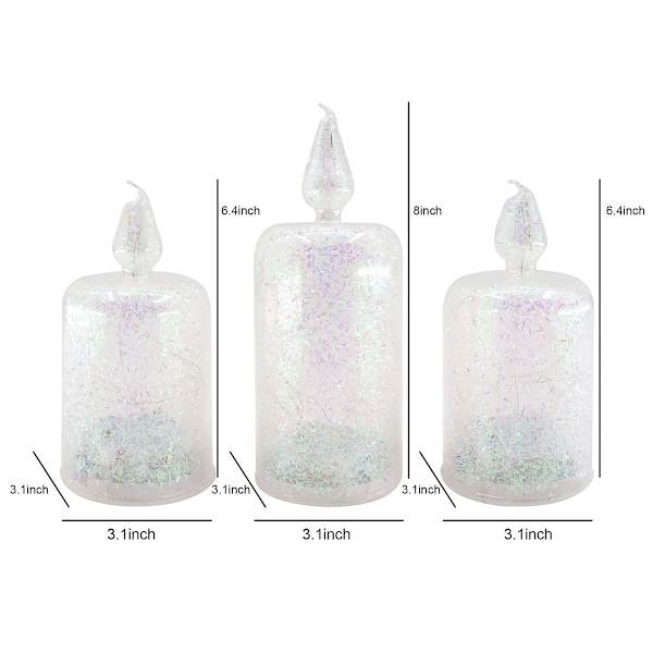 3-Pack Glittered Glass LED Candles