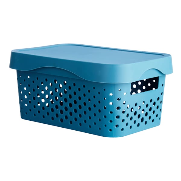 REAL SIMPLE Dark Blue Storage Bin with Lid, Small