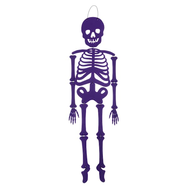 Purple Metal Flocked Skeleton Wall Décor, 25"