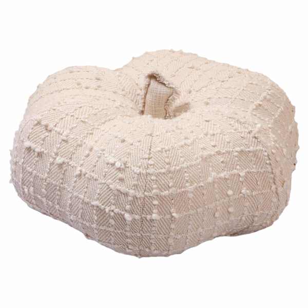 Textured Neutral Pumpkin Shaped Throw Pillow