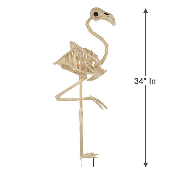 Skeleton Flamingo Yardstake, 34"