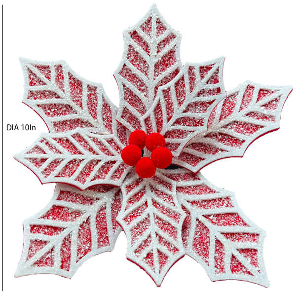 Frosted Poinsettia Clip, 10"