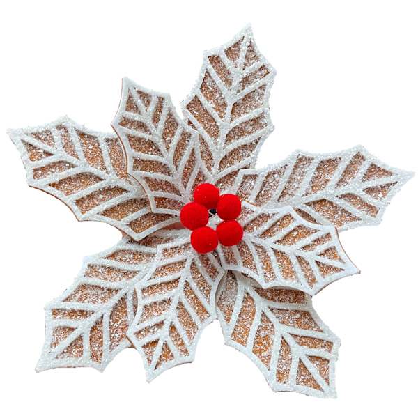 Frosted Poinsettia Leaf Clip Ornament, 10"