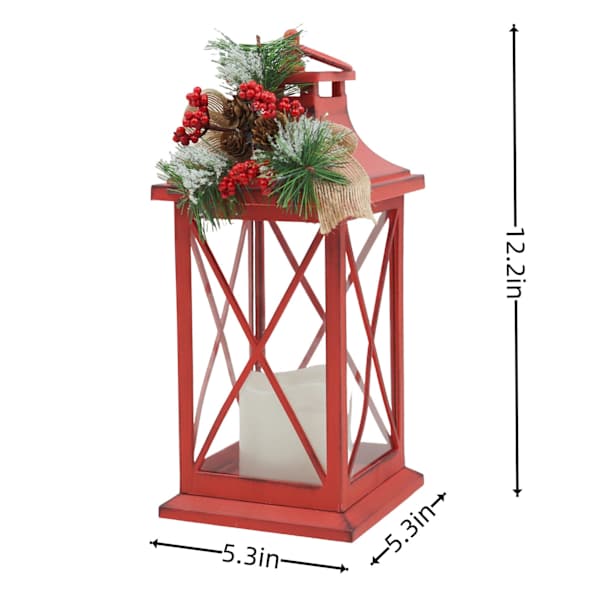 5x12in plastic lantern w led