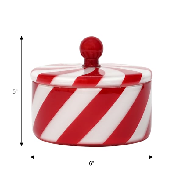 White & Red Glass Jar, 5"