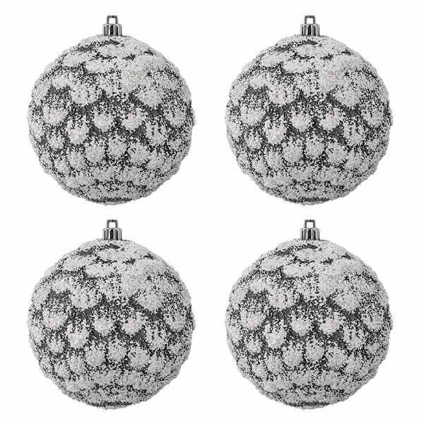 4-Count Grey & White Pinecone Ornament, 4"