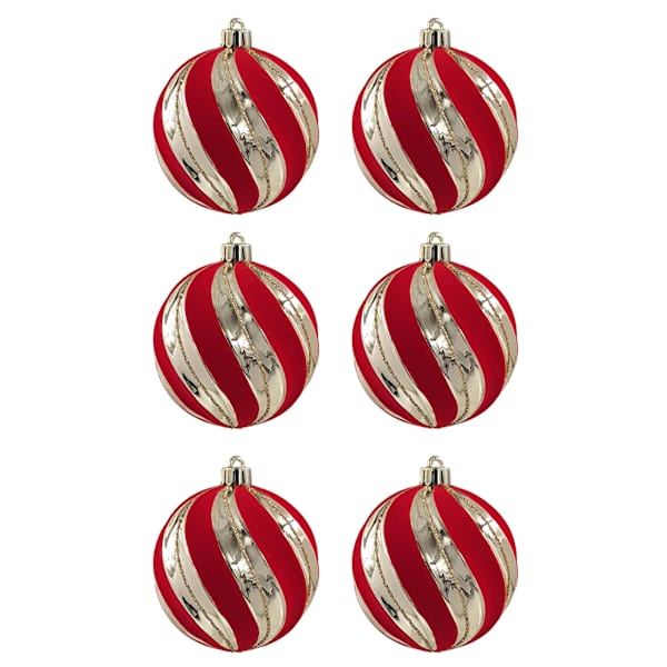 6-Count Gold & Red Ornament, 3.15"