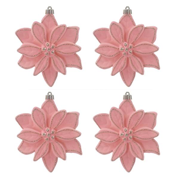 4-Count Pink Flocked Ornament, 5.31"
