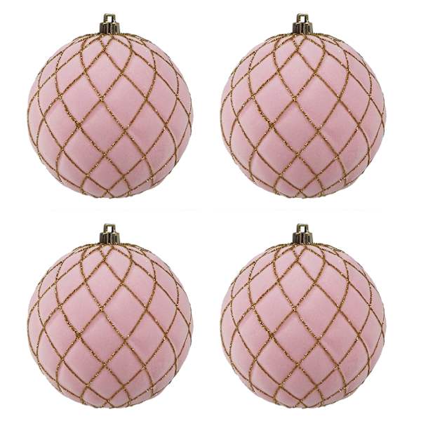4-Count Pink Flocked Ornament, 3.9"