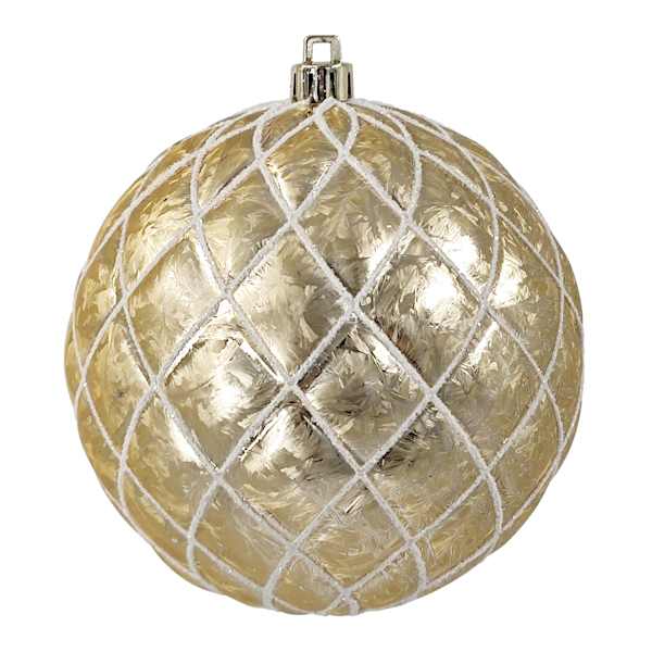 4-Count Gold & White Glittered Ornaments, 4"
