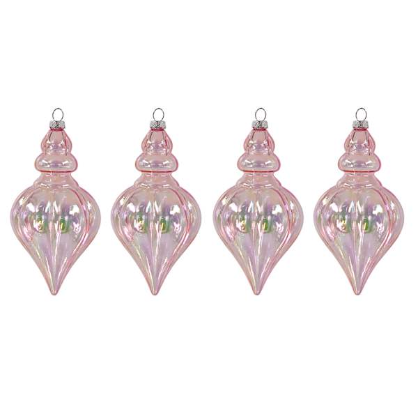 4-Count Iridescent Pink Finial Ornaments, 5"