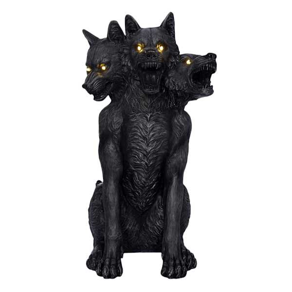 Midnight Shadows LED 3-Headed Wolf Statue, 31"