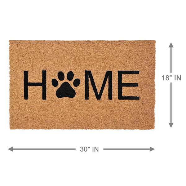 Natural & Black Home Paw Print Coir Mat, 18x30