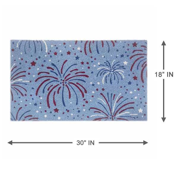 Patriotic Blue Fireworks Coir Mat, 18x30