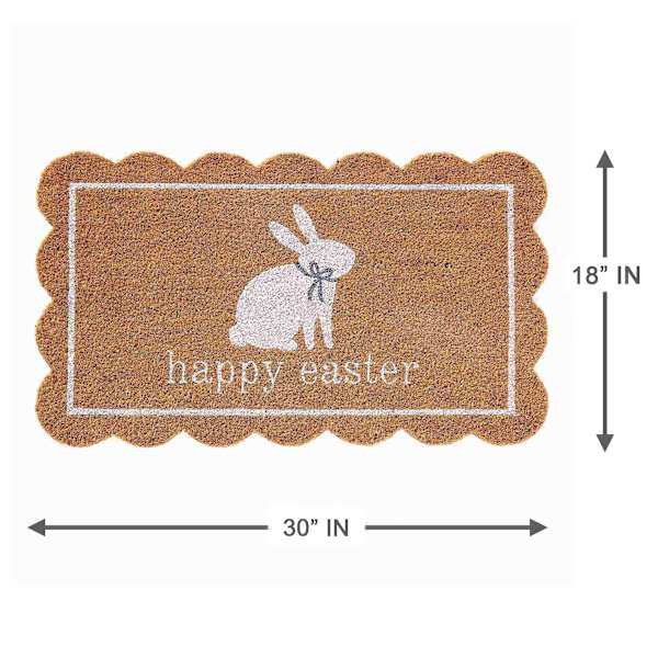 Scalloped Happy Easter Bunny Coir Mat, 18x30