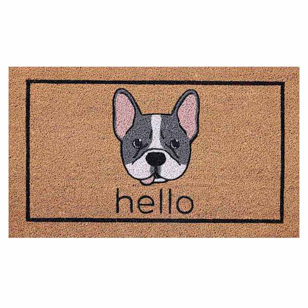 Hello Frenchie Coir Mat, 18x30