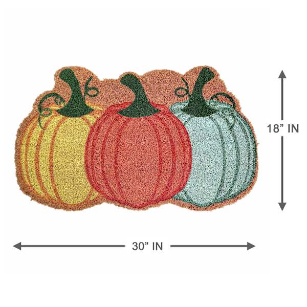 Homespun Harvest Pumpkin Trio Shaped Coir Mat, 18x30