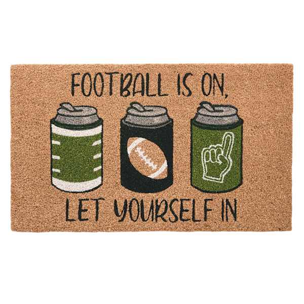 Homespun Harvest Football Is On Coir Mat, 18x30