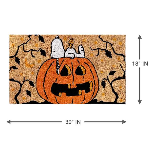 Snoopy Jack-o'-Lantern Coir Mat, 18x30