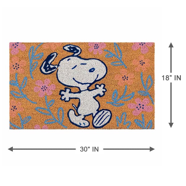 Snoopy Floral Coir Mat, 18x30
