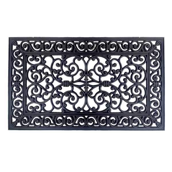 Scrollwork Black Rubber Doormat, 22x36
