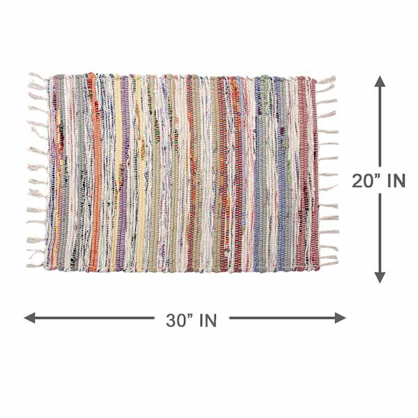 Multicolored Pastel Chindi Fringe Accent Rug, 20x30