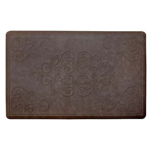 Brown Embossed Scroll Kitchen Mat, 24x36
