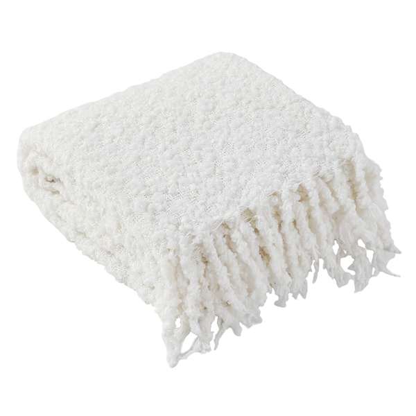 Crosby St. White Textured Throw Blanket, 50x60