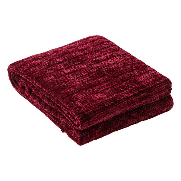The Jewel Shop Red Luxe Chenille Throw Blanket, 50x60