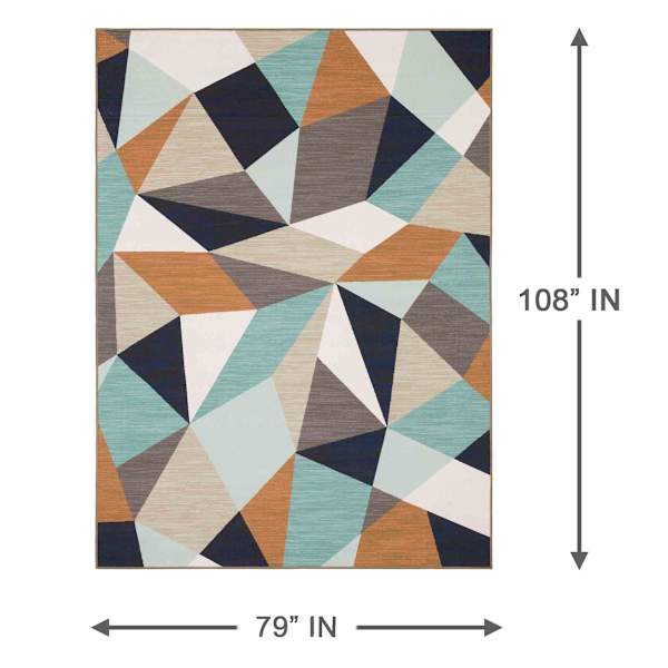 (D545) Mint Julep Geo Area Rug, 7x9