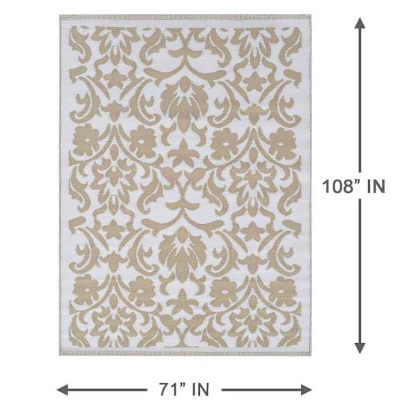 Beige Flower Plastic Outdoor Area Rug, 6x9