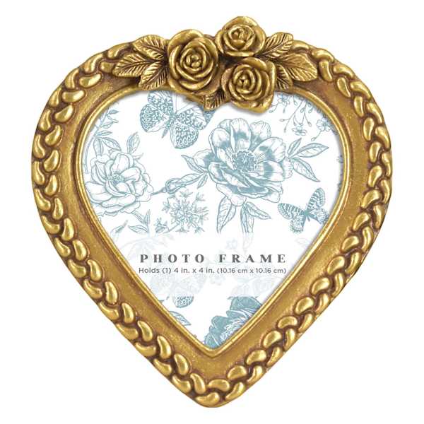 Gold Heart Tableop Picture Frame, 4"